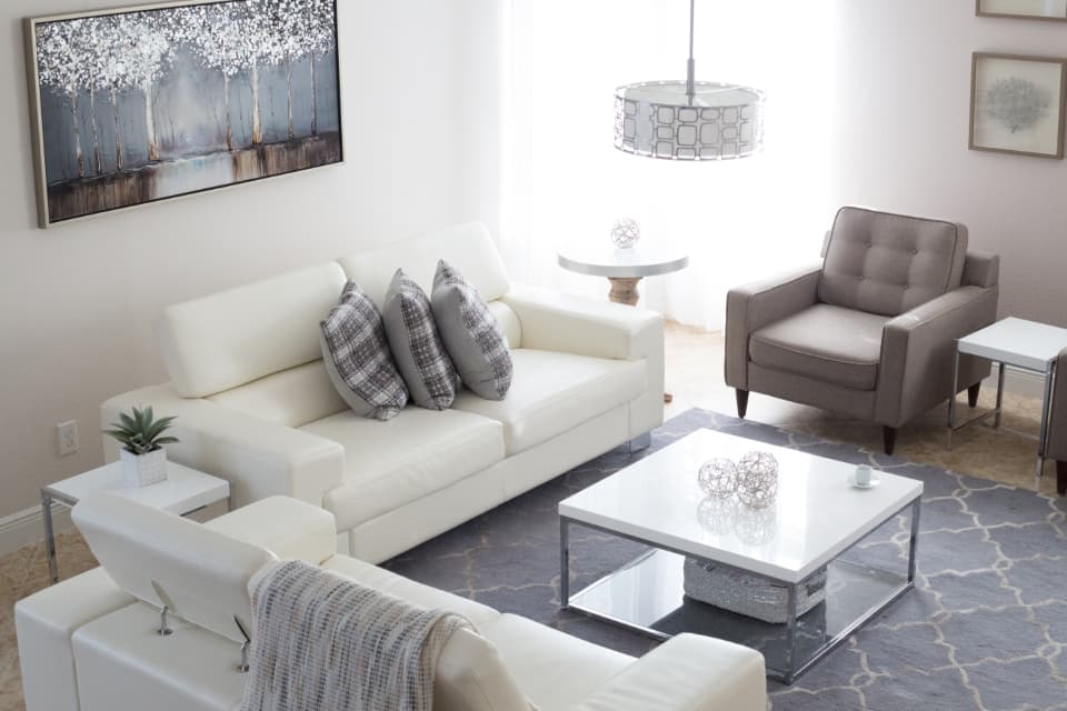 Freshly renovated, rent-ready living space with new flooring and clean finishes