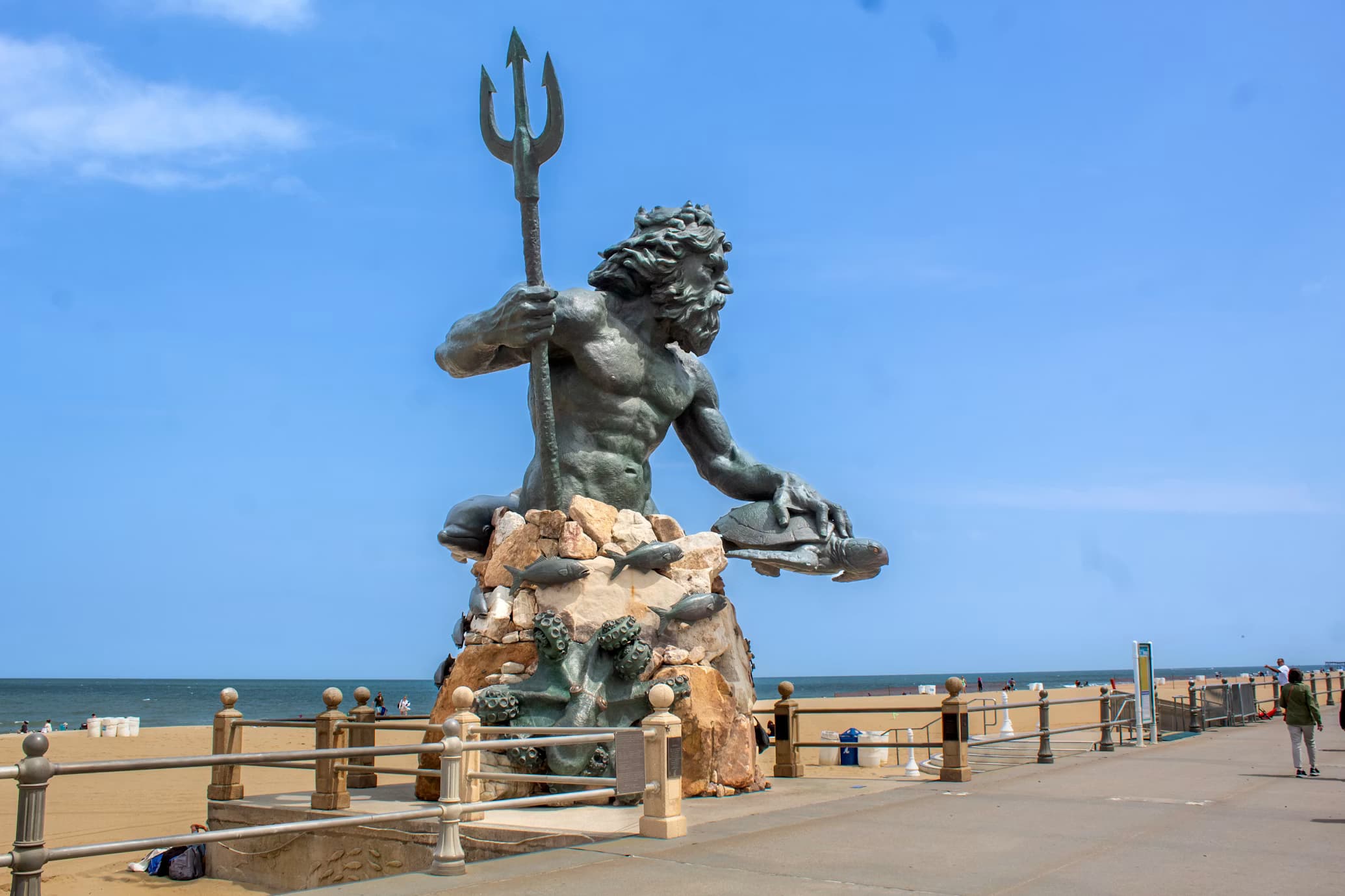 Virginia Beach boardwalk and Neptune statue, Hampton Roads